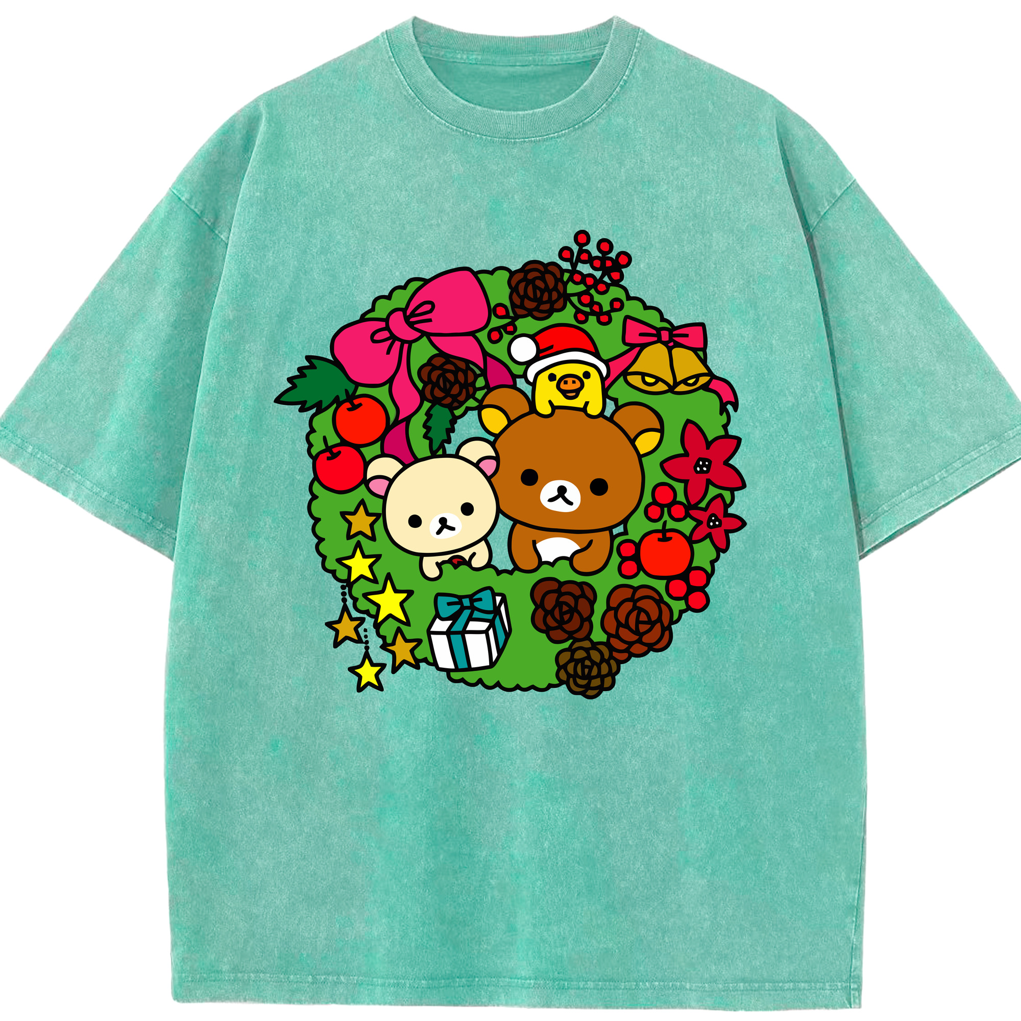 （画像用） リラックマ リラックマ キイロイトリ Rilakkuma Korilakkuma Kiiroitori 綿100% ヴィンテージ風 半袖Tシャツ（フロントプリント）